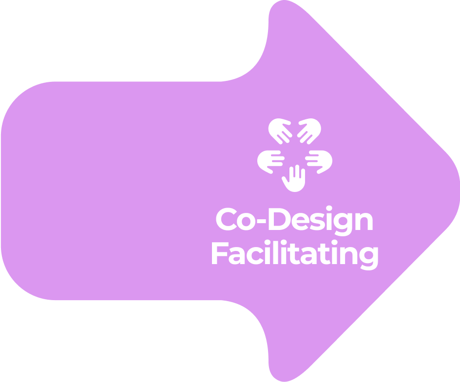 CD4A Stage arrow in purple colour for Stage 8 - Co-design Facilitating