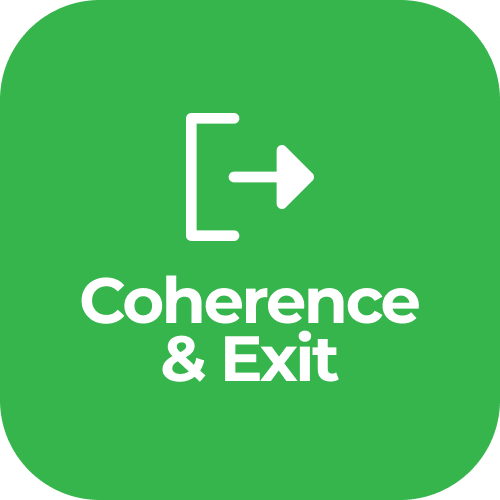 CD4A Stage Icon in green colour for Phase 4 Stage 14 - Coherence and Exit