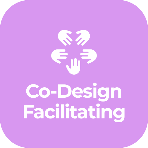 CD4A Stage Icon in purple colour for Phase 2 Stage 8 - Co-design Facilitating