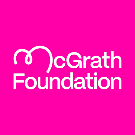 McGrath Foundation logo on a hot pink background